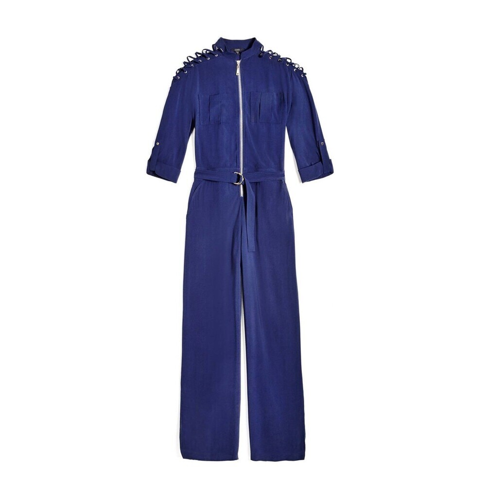 Guess 2016 Mathilde Military Jumpsuit Straight Leg Size S Small Pockets Navy NWT